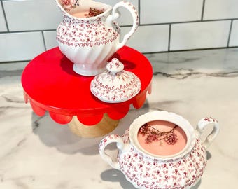 Vintage English Chinz Creamer and Sugar Bowl Candles