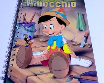 Disney Pinocchio Big Golden Book Repurposed Planner, Notebook, Journal, Sketchbook & Scrapbook | Jiminy Cricket