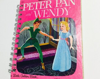 Vintage Disney Peter Pan and Wendy Repurposed Little Golden Book Planner/Sketchbook/Journal/Autograph Book/Notebook