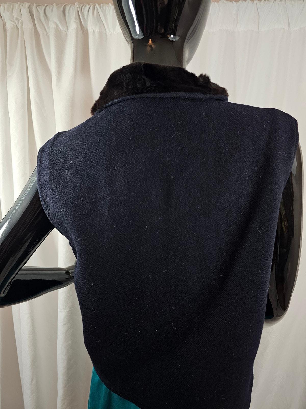 VTG Y2K Prada Mink Lined Full Zip Navy Wool Vest Sz M - Etsy