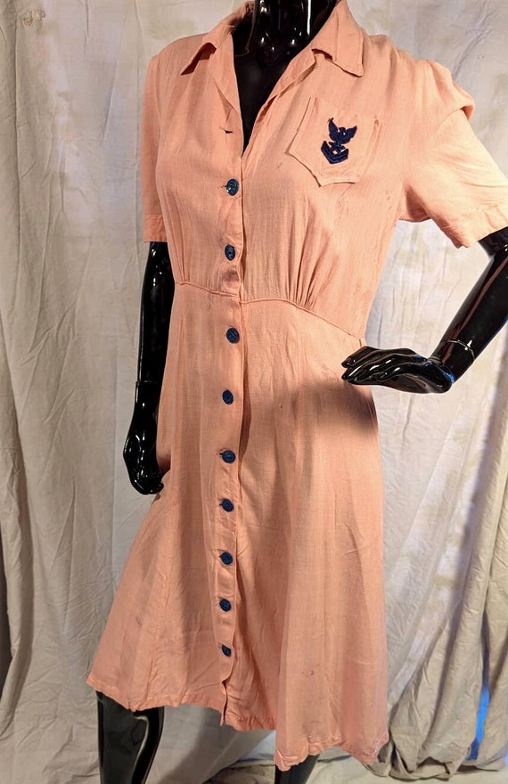 Authentic Vintage Pink 40's Navy Uniform/ Day Dres