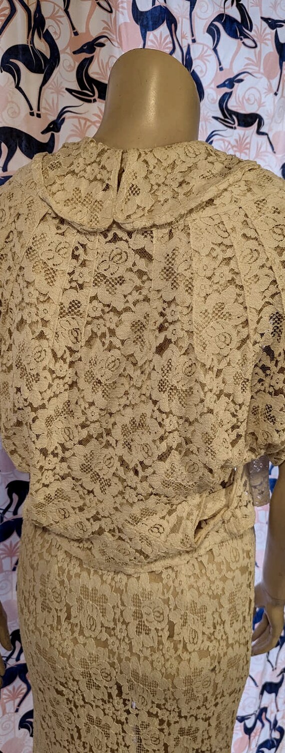 Antique Victorian Handmade Lace Gown w/ Shrug T B… - image 5