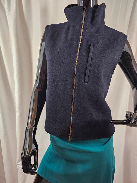 VTG Y2K Prada Mink Lined Full Zip Navy Wool Vest Sz M - Etsy