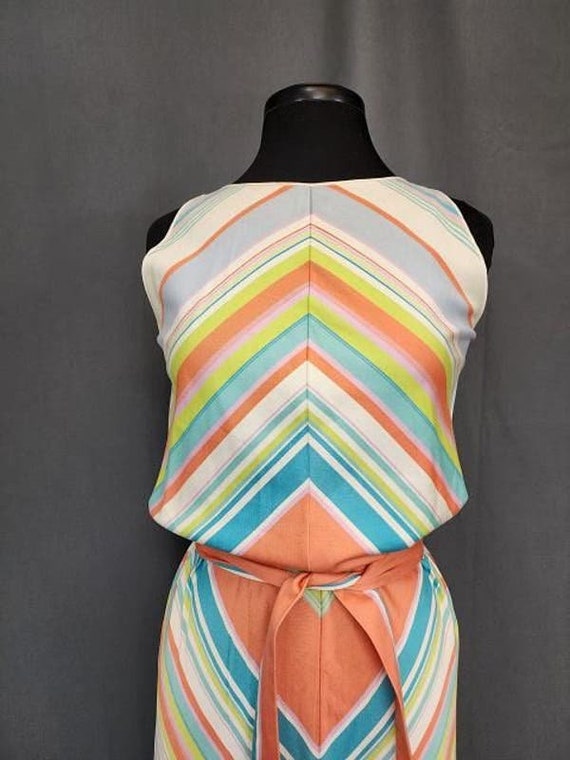 VTG 60's 70's multicolored striped CHEVRON backle… - image 3