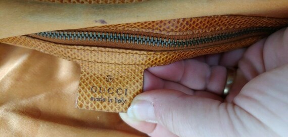 Gucci Orange Silk HandBag Bamboo Handle Oversized… - image 9