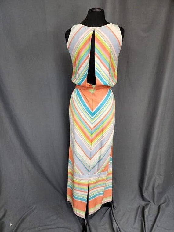 VTG 60's 70's multicolored striped CHEVRON backle… - image 4