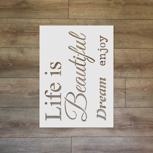 La vita è bella Stencil in plastica riutilizzabile