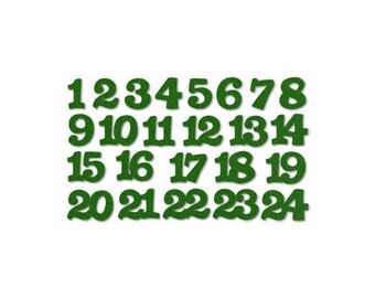 Filzzahlen für Adventskalender/Weihnachtskalender - grün