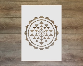 Sri Yantra Chakra Stencil No. 2 - Sacred Geometry Mylar Template for Yoga, Meditation, Wall Art