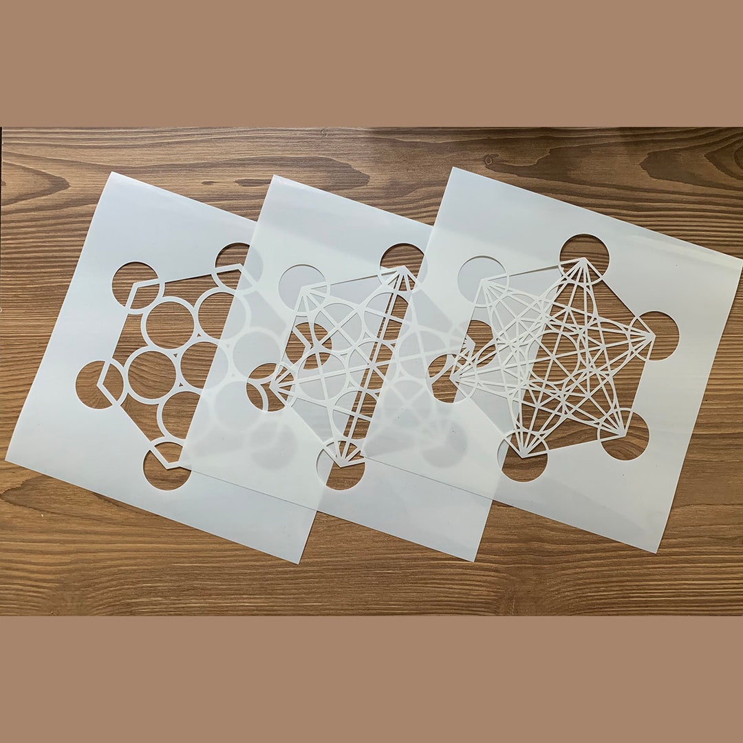 Metatron's Cube Pack 3 Stencils Sacred Geometry Reusable Plastic