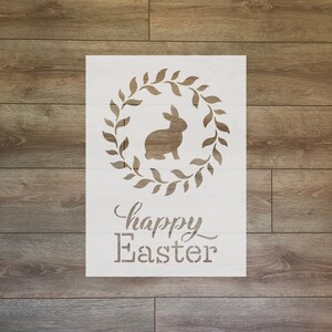 Stencil in plastica riutilizzabile di buona Pasqua (con coniglietto).