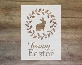 Happy Easter (with a bunny) Reusable Plastic Stencil
