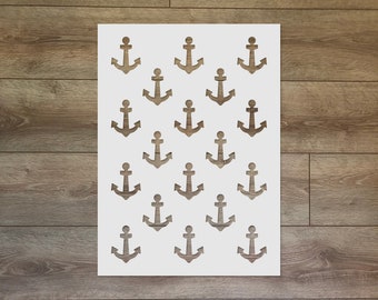 Pochoir motif ancre - modèle en mylar à répétition nautique pour art mural, tissu, décoration intérieure