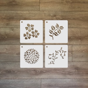 Set di mini stencil in plastica riutilizzabili a forma di fiori