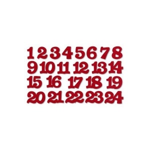 Números de fieltro para el calendario de Adviento/Navidad - rojo