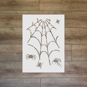 Pochoirs Halloween Araignées Et Toiles - Lot De 9 Modèles 15x15cm + Pinceau - Pour Peinture Mur, Bois, Tissu, Décoration DIY
