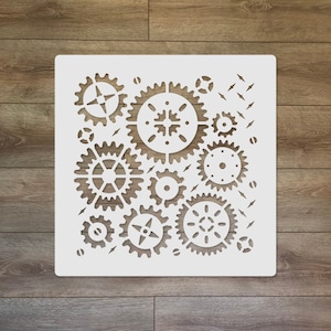 Gears Mixed Media Reusable Plastic Stencil