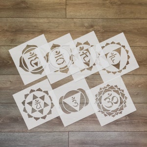 Seven Chakra Stencil Pack - 7 stencils - Sacred Geometry / Yoga, Meditation, Mindfullness Reusable Plastic Stencil