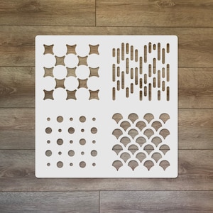 4 Muster Op-Art Mixed Media wiederverwendbare Kunststoff Schablone