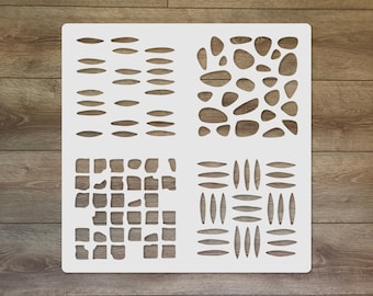 4 Geometric Pattern Mixed Media Stencil Set - Mylar Templates for Scrapbook, Art Journal, Crafts