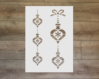 Christmas Tree Ornaments Stencil No. 2 - Holiday Mylar Template for Cards, Wall Art, Crafts