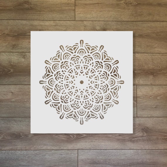 Mandala Clock Stencil - Sacred Geometry Circular Mylar Template for Wall Art, Decor, Crafts