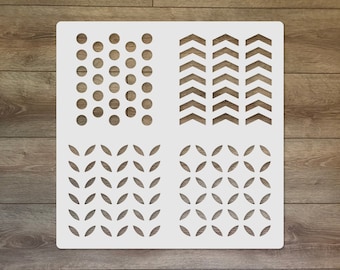 Basic 4 Pattern Stencil Set No. 2 - Mixed Media Mylar Templates for Art Journal, Crafts