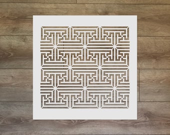 Sayagata Motive - Sacred Geometry Reusable Plastic Stencil