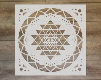 Sri Yantra / Sri Chakra Mandala Circle - Plantilla de plástico reutilizable de geometría sagrada