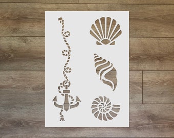 Shells & Anchor Reusable Plastic Stencil
