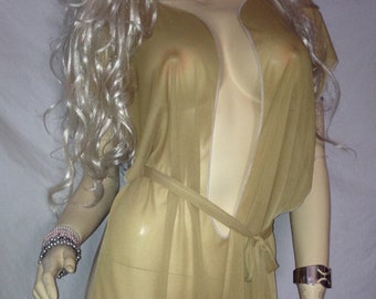 Kajira Plus Size Camisk Ta-Teera Slave Dress Gorean Submissive Exotic Dancer Clubwear Beach Cover-up Fantasy Dress Sheer Tannish Gold