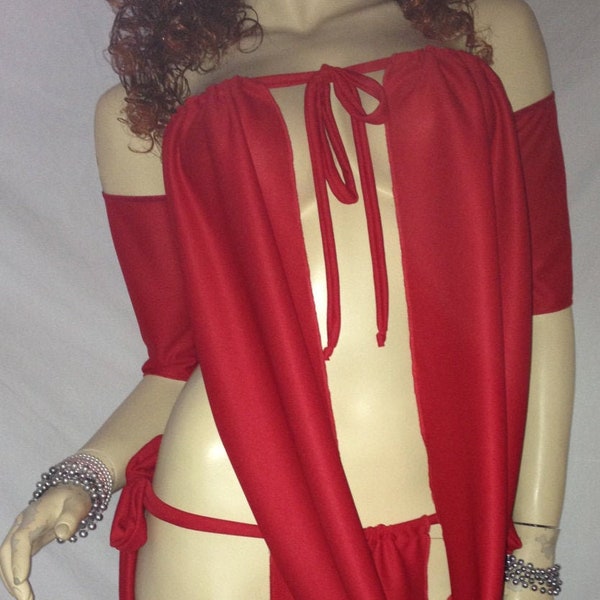 Gorean Kajira Slave Costume Long Gown CosPlay Red Plus Size