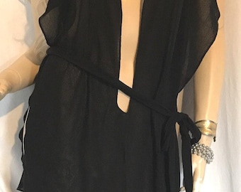 Plus Size-Camisk Slave Dress Gorean Kajira Submissive Exotic Dancer Clubwear Beach Cover-up Fantasy Dress Slave Girl See-Thru Black