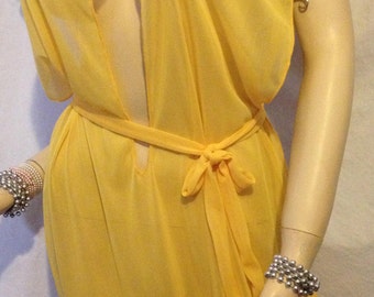 Kajira Silks Plus Size Camisk Ta-Teera Slave Gorean Submissive Exotic Dancer Clubwear Beach Coverup Fantasy Dress Slave Girl See Thru Yellow