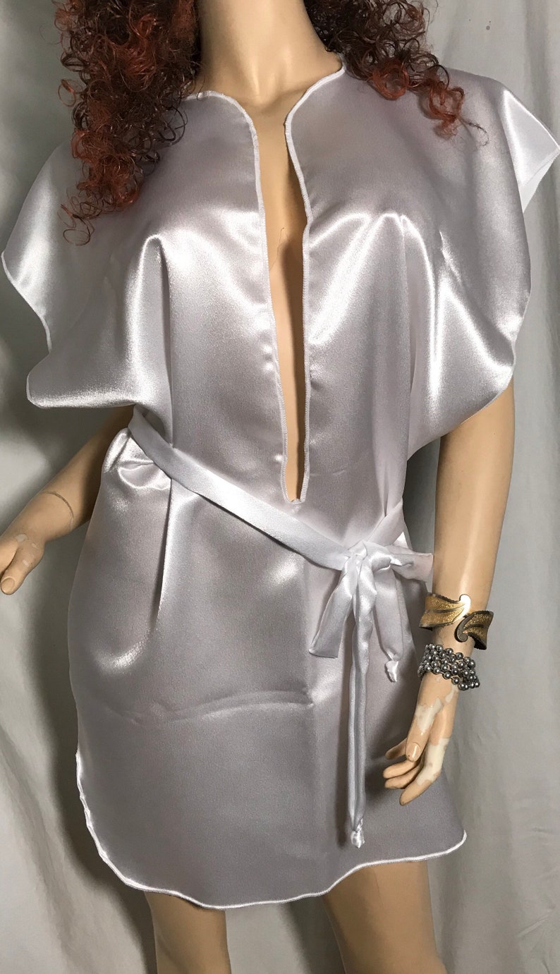 Plus Size Camisk Ta-Teera Slave Dress Gorean Kajira Submissive Exotic Dancer Clubwear Beach Cover-up Fantasy Dress Wedding White Satin