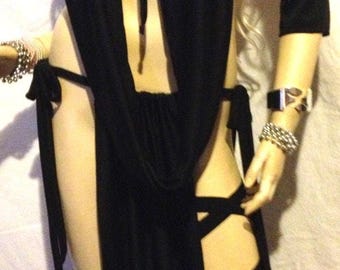 Princess Silks Plus Size Long Gown Gorean Slave Goddess Submissive Desire Kajira Sexy Dress Burlesque Panel Skirt Cosplay BLACK