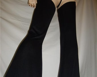 Chaps -- Sexy Unisex Black Flare Leg CHAPS Fantasy Costume BoHo Festival CoPlay Strip Clubwear Submissive Festival Burningman Black Chaps
