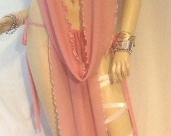 Princess Silks Long Gown Slave Goddess Submissive Desire Sexy Gorean Kajira Slave Costume Burning Man CosPlay  Dusty Rose Pink - Plus Size