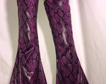 Fuchsia Snake skin Flare Leg CHAPS Fantasy Festival Pants Coplay Costume Submissive Buttless Pants Stripper Clubwear Dancer Chaps