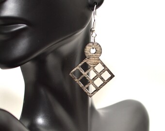 Laser Cut, Ebony Birch Earring