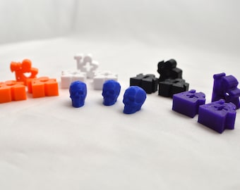 Meeples & Skull Tokens for Lords of Waterdeep and Scoundrels of Skullport - 3D Printed