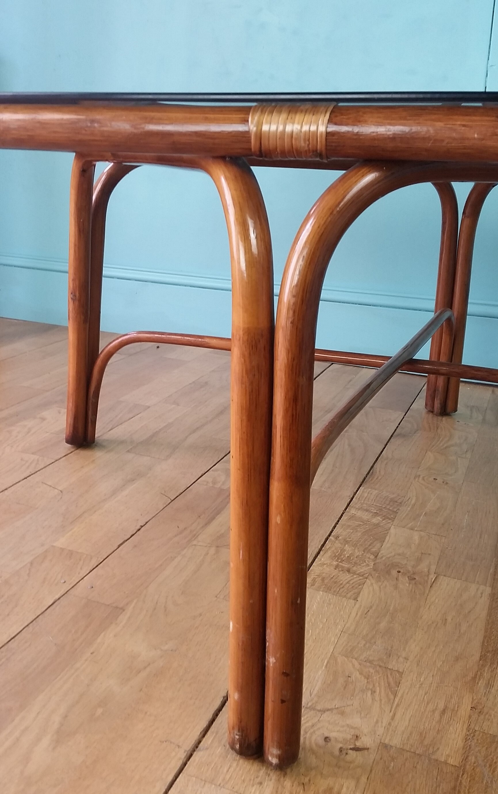 Vintage Bamboo & Glass Coffee Table Etsy