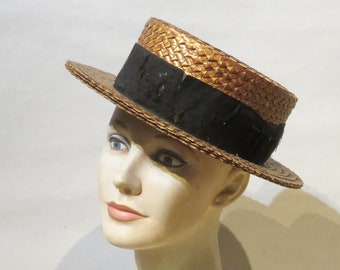 Vintage Straw Sailor Hat Victorian 