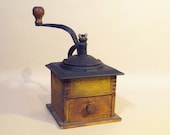 Colonial Coffee Grinder - Fancy Iron with Dovetailed Wooden Box - Late 1800 39 s to early 1900 39 s - Great Original Label