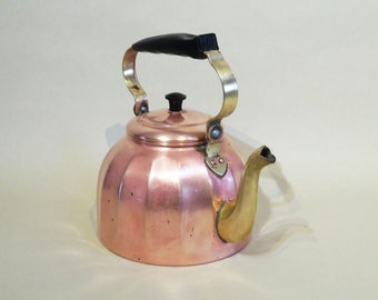 Copper Teakettle - Germany - Heavy Copper and Brass