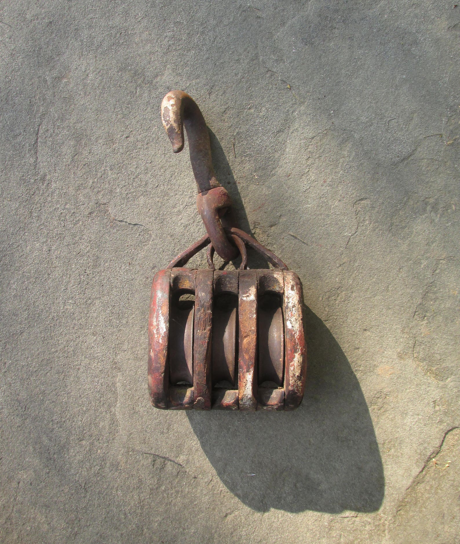 Large Triple Wheel Pulley Swivel Hook Great Color Nicely Etsy