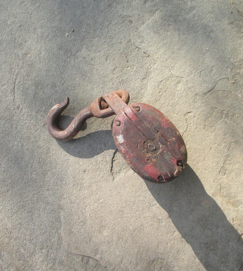 Large Triple Wheel Pulley Swivel Hook Great Color Nicely Etsy