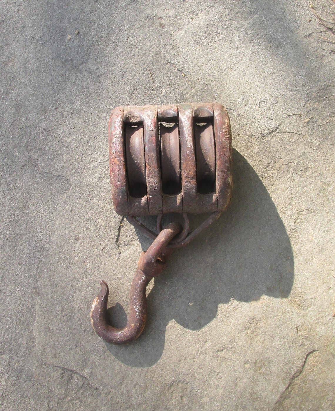 Large Triple Wheel Pulley Swivel Hook Great Color Nicely Etsy