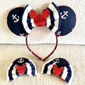 Disney Cruise Minnie Mouse Ears, Nautical themed Minnie Mouse Ears.