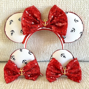 Disney Cruise Minnie Mouse Ears, Nautical themed Minnie Mouse Ears.